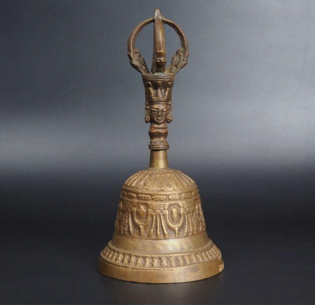 送料無料　密教法具 古銅五鈷杵金剛鈴　高さ20ｃｍ　仏教美術