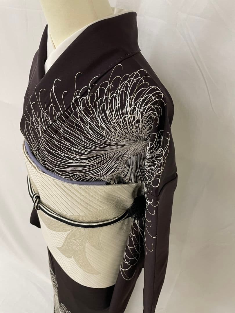 D54訪問着 総刺繍 蘇州刺繍 一つ紋 正絹 着物 袷 しつけ糸付き未