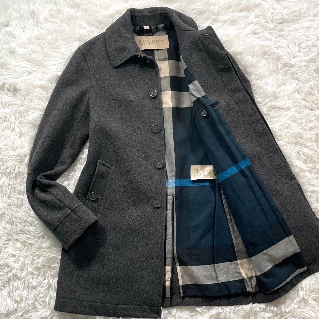 極美品✨バーバリーブリット ノバチェック ウール ステンカラーコート