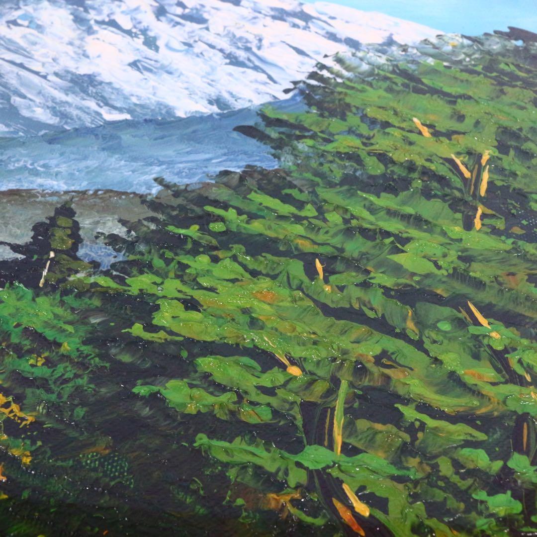 真作】 大場秀夫 北アルプス山麓 油絵 証明書付 美術年鑑評価 31万 10