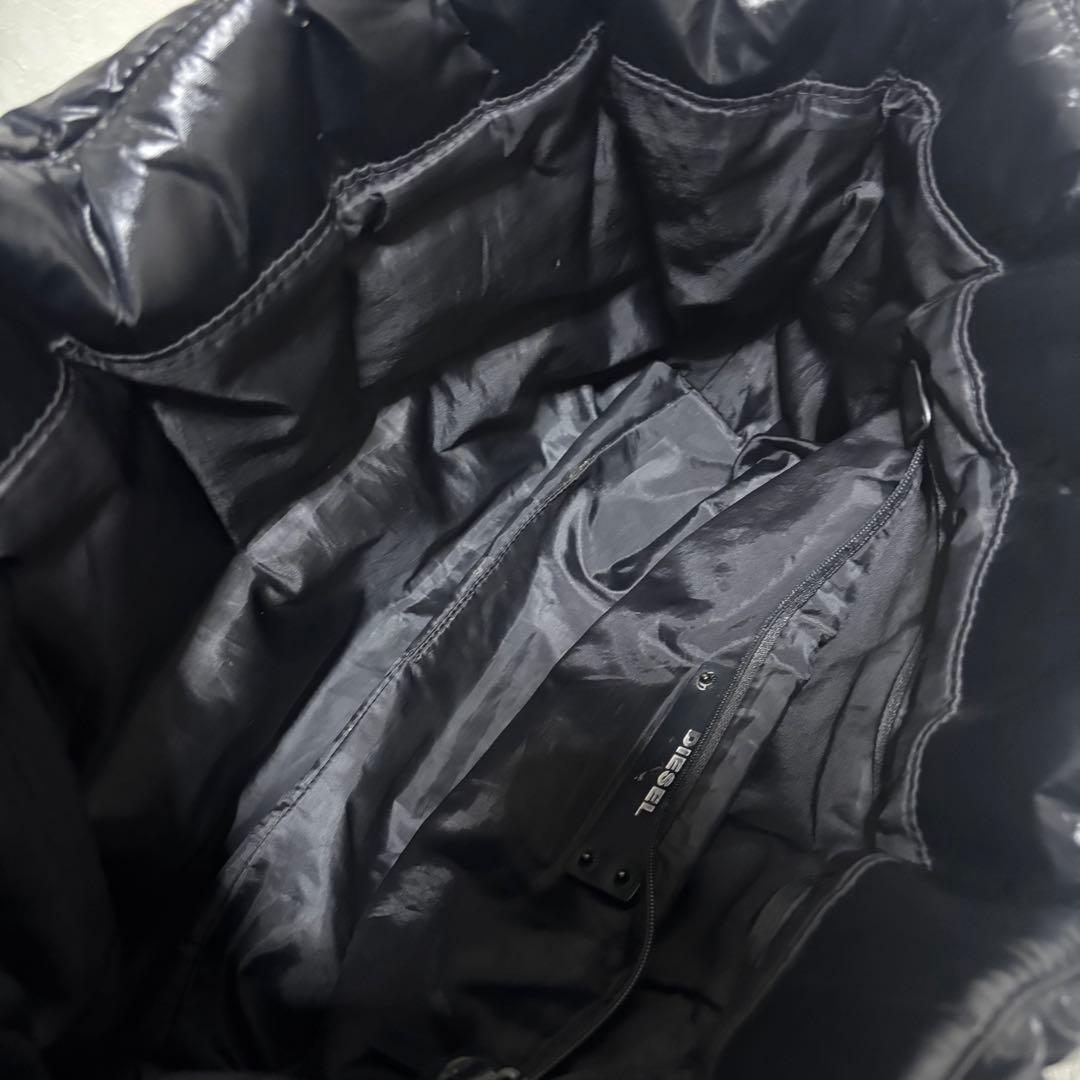 【希少】DIESEL ディーゼル トートバッグ ステッチロゴ ダウン ブラック