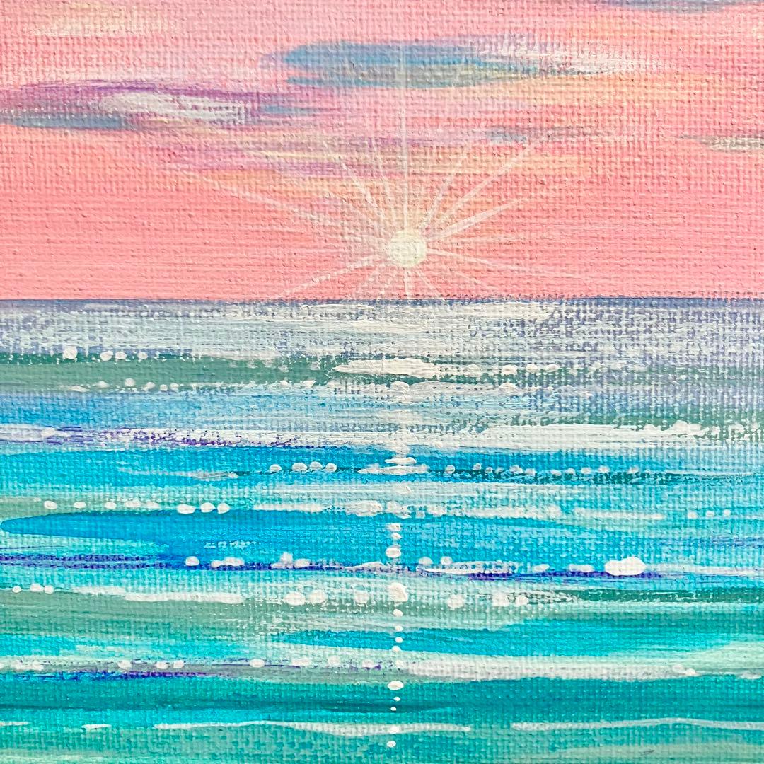 sunset＊4号キャンバス 絵画 原画 風景画 海 夏 ハワイ 沖縄 夕日