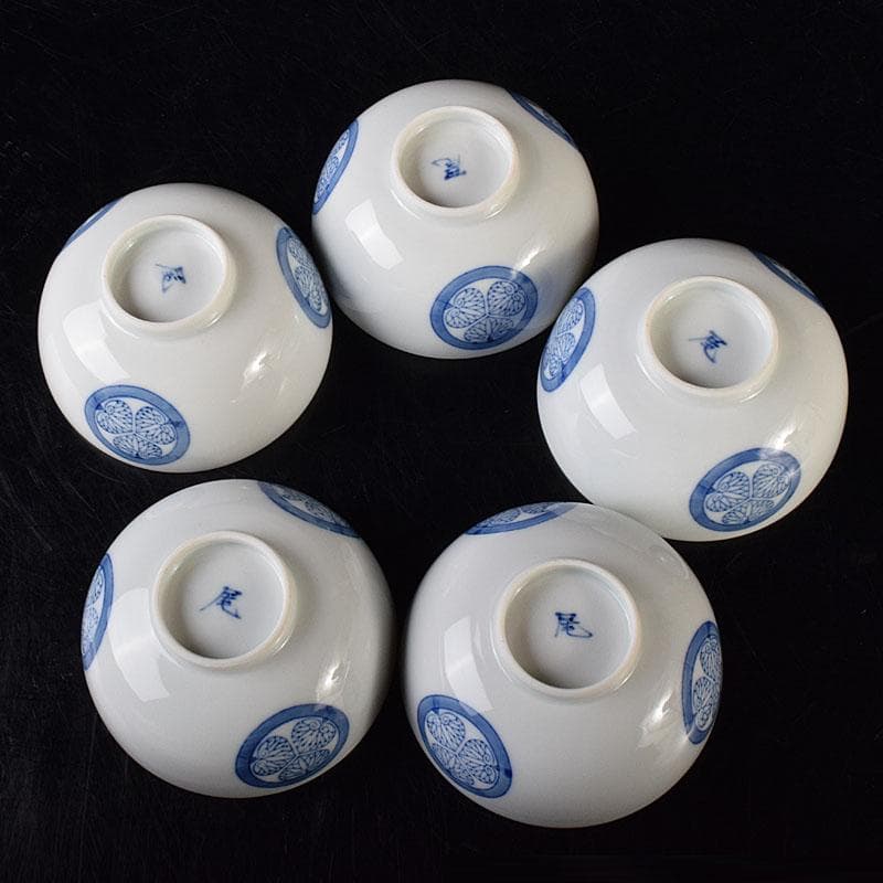 瀬戸焼 古陶園 竹鳳窯 伊藤伊平作 染付 葵紋 汲出茶碗