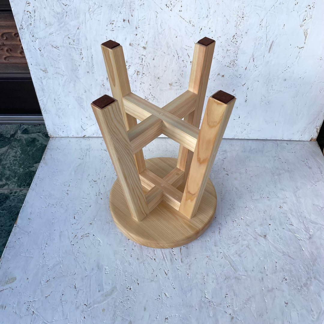 Aki 国産ひのき　丸椅子　木製スツール　4脚