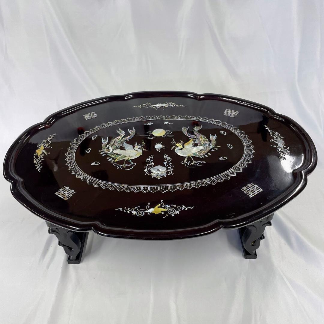 韓国伝統工芸 螺鈿細工 貝殻細工 ローテーブル 座卓 折り畳み DN-B0080