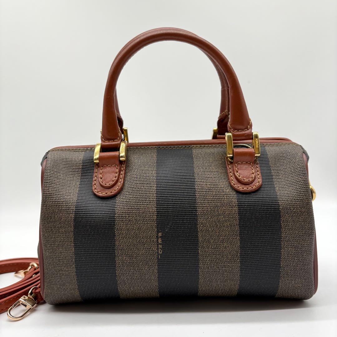 極美品　希少　FENDI マイクロミニボストン 2wayバッグ　ペカン柄　PVC