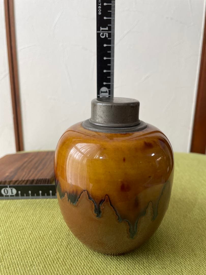 煎茶道具 陶製錫口茶心壺 茶入れ