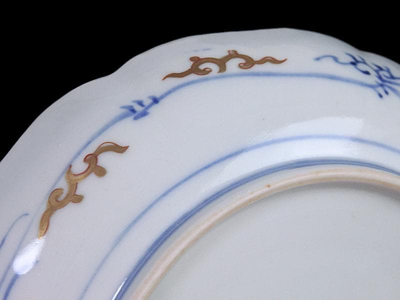 古伊万里　金襴手　金羊歯に鳳凰の図　7寸皿　E069AS-CPt