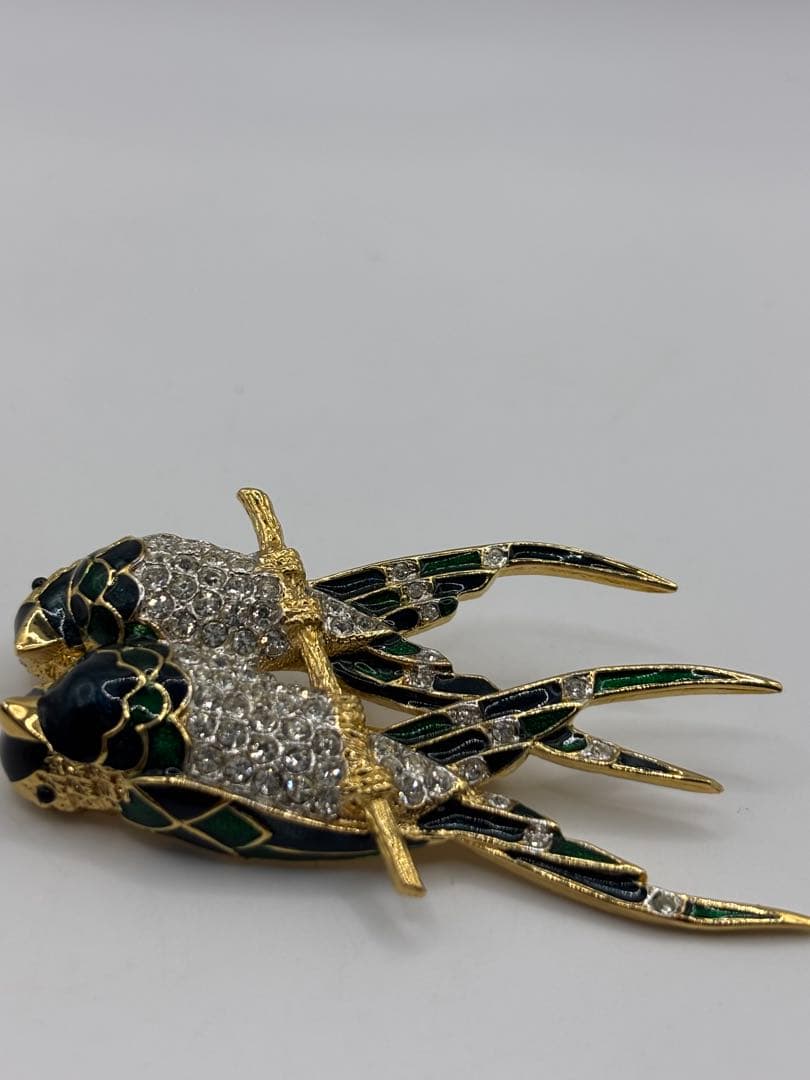 D'ORLAN ドーラン ブローチ 小鳥 ヴィンテージ エナメル ラインストーン