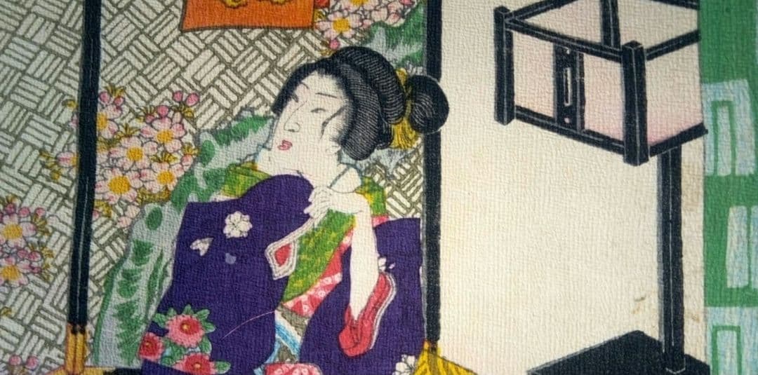 浮世絵、田舎源氏五十四帖八話花の緑、チリメン画(縮細）、二代歌川