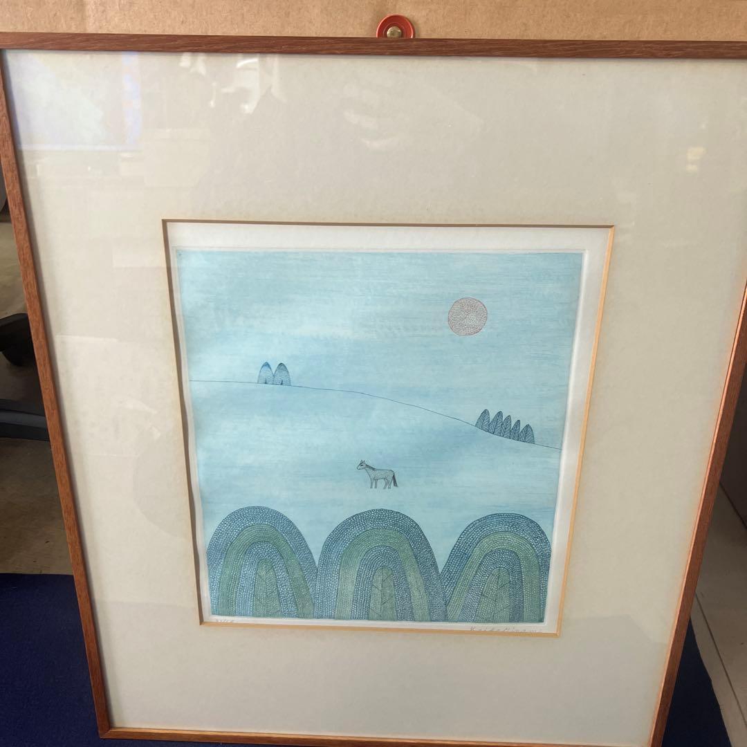 原田 満佐子 【爽秋笠々岳】 希少画集画、状態良好、新品高級額装付