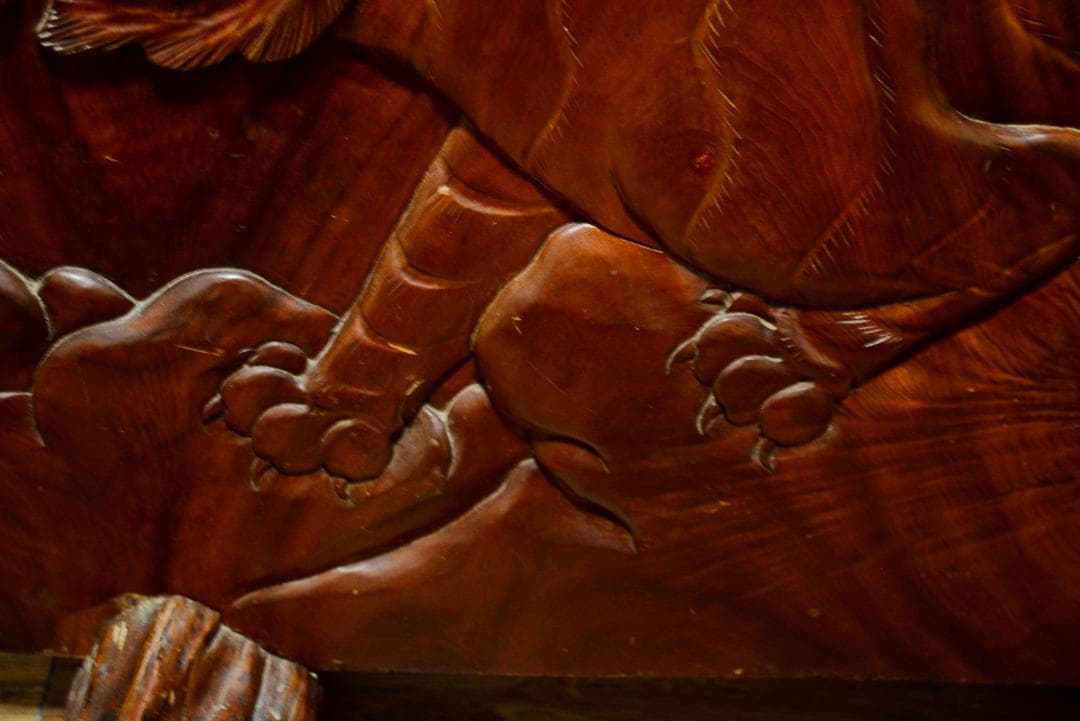 衝立 一枚木 最上級材質 欅 虎竹彫刻 2026年最新】虎 衝立