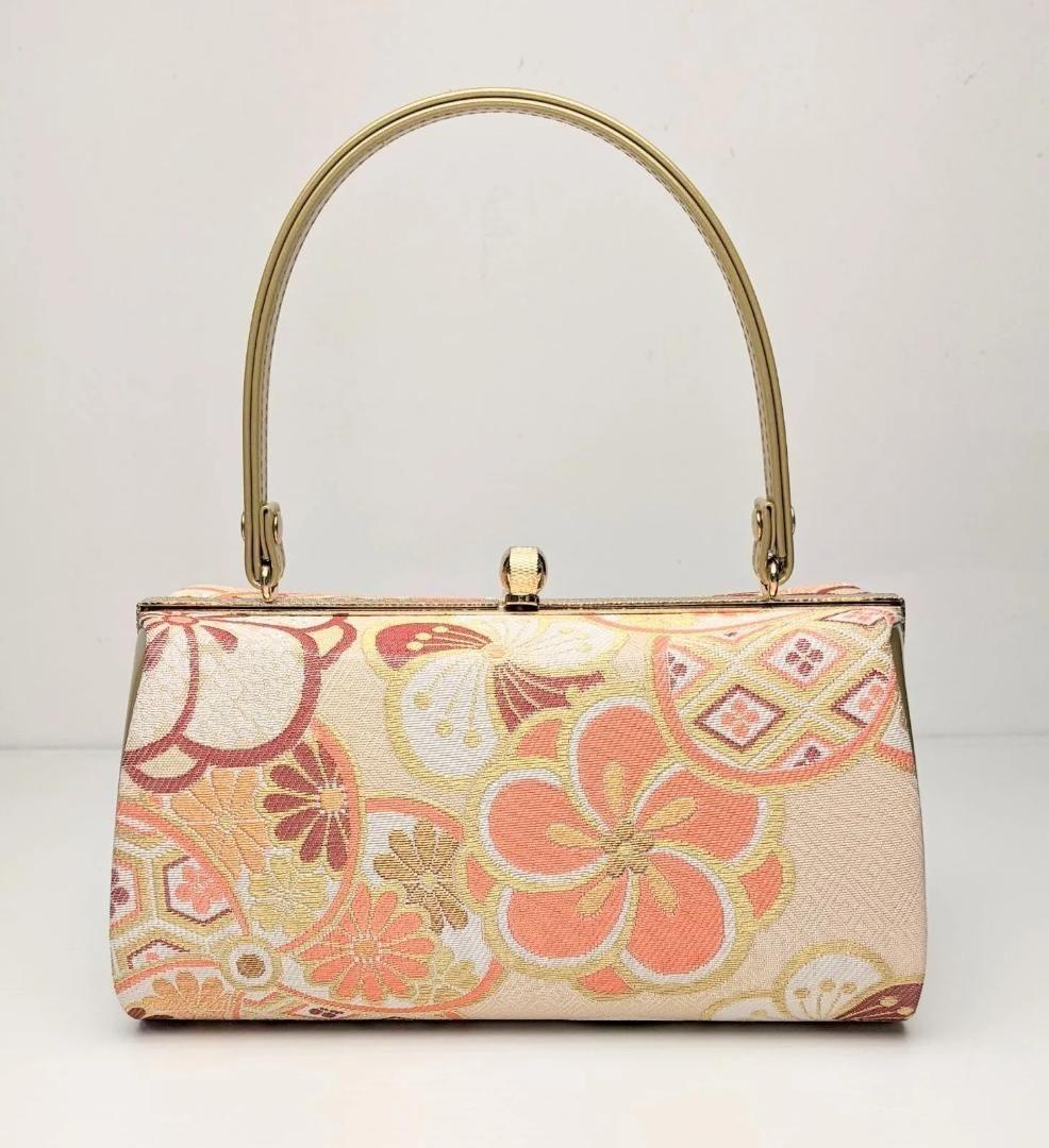 草履バッグセット 振袖用 帯地 ゴールド 梅 フリーサイズ w5-4