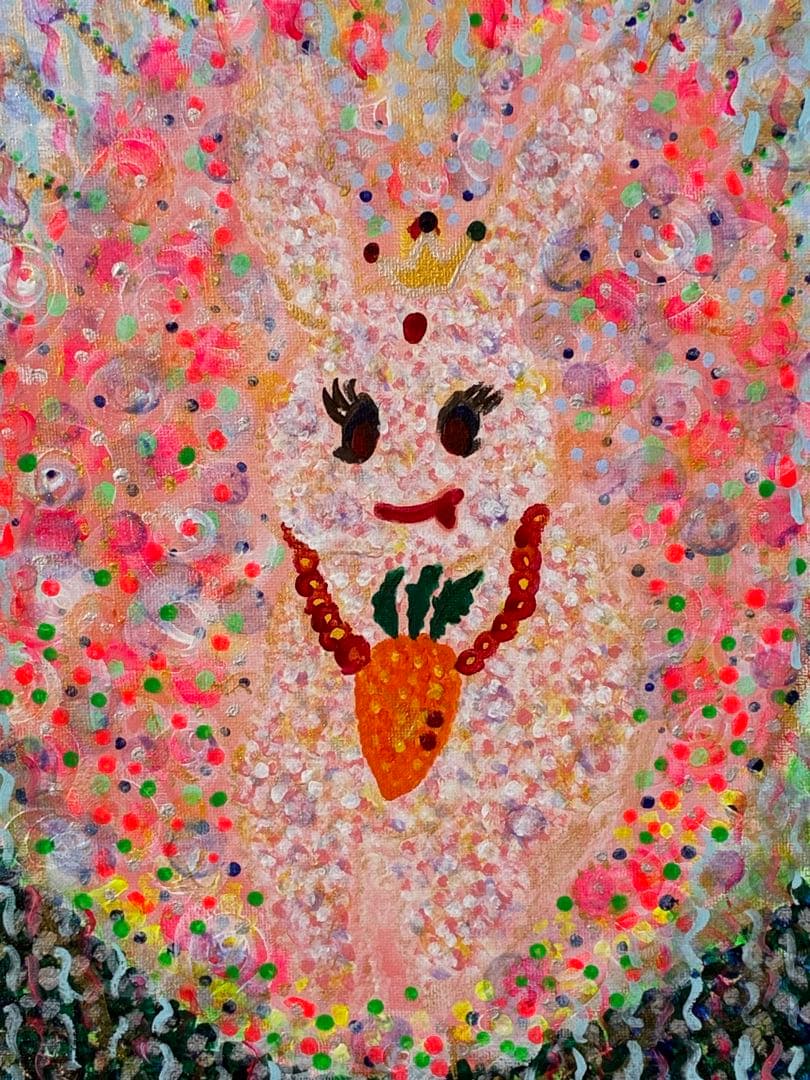 アクリル画　インテリア　カラフル　ウサギ