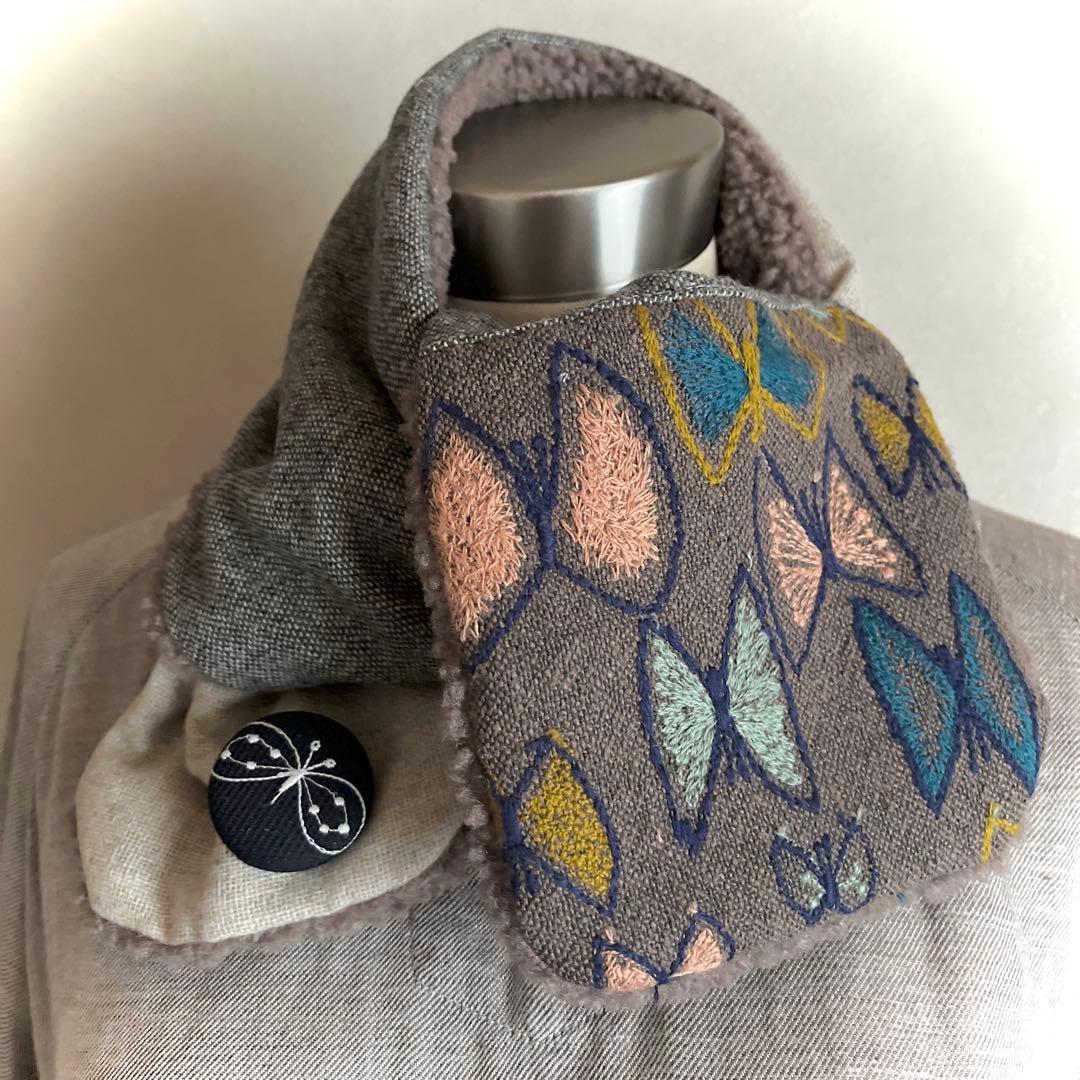 ミナペルホネンlolo刺繍ボアマフラー