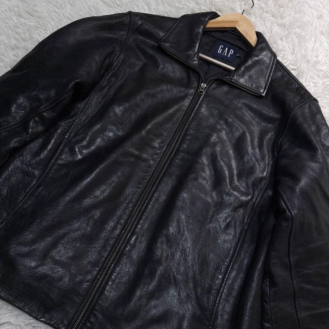 M相当/美品⚫︎OLD GAP ギャップ 牛革 カウレザー レザージャケット 黒