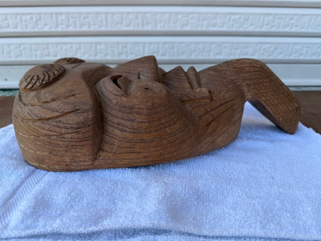 O-2025】仮面 翁 工芸品 民芸品 木製 木彫り
