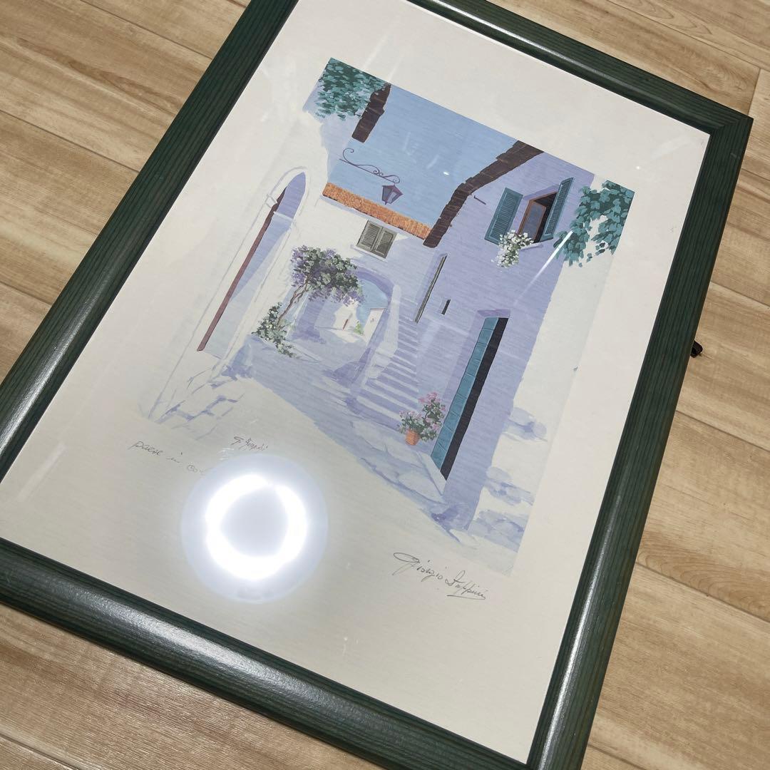 イタリア画家サルボ「エーゲ海への細道」シルクスクリーン版画 本人