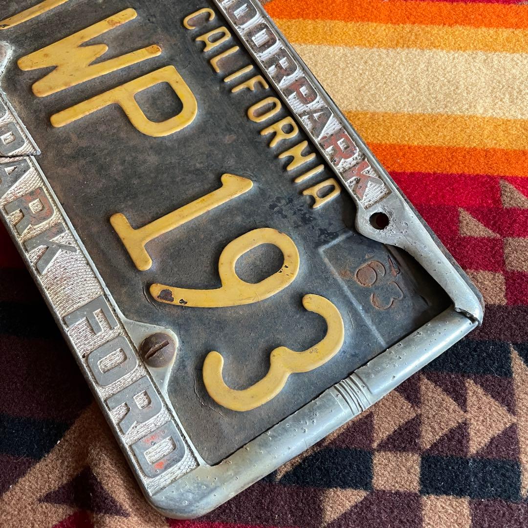 OLD カリフォルニア州アンティーク黒ナンバープレート　USAヴィンテージ西海岸