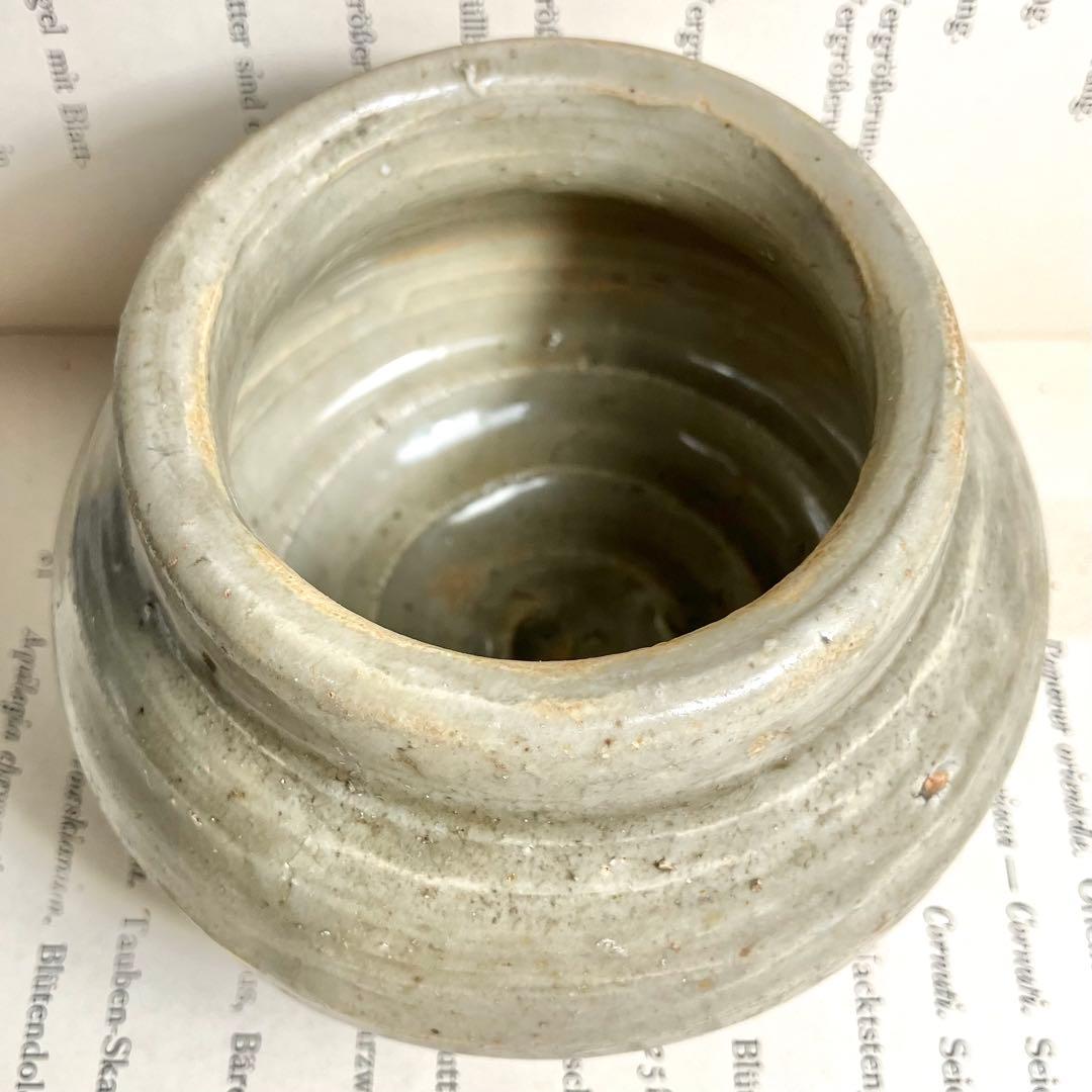 李朝 白磁 塩笥 壺 骨董 民藝 ベージュグレーII