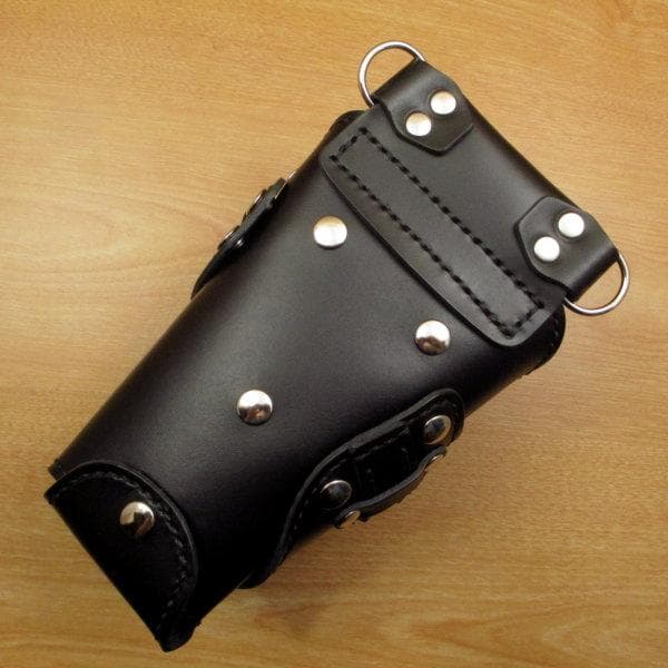 オールブラック　５丁差し　革ベルト付き　本革シザーケース　SCL-128/CKL