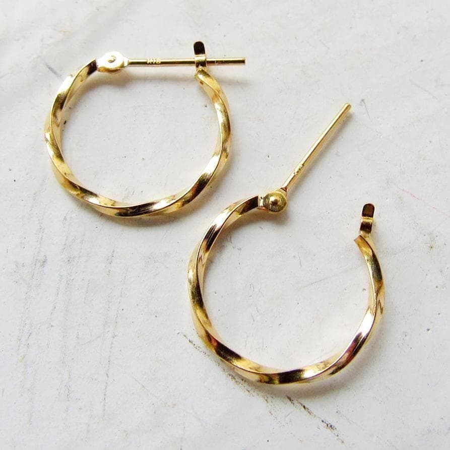 18k フープピアス フープ ピアス 18金 k18 ゴールド ツイスト 刻印