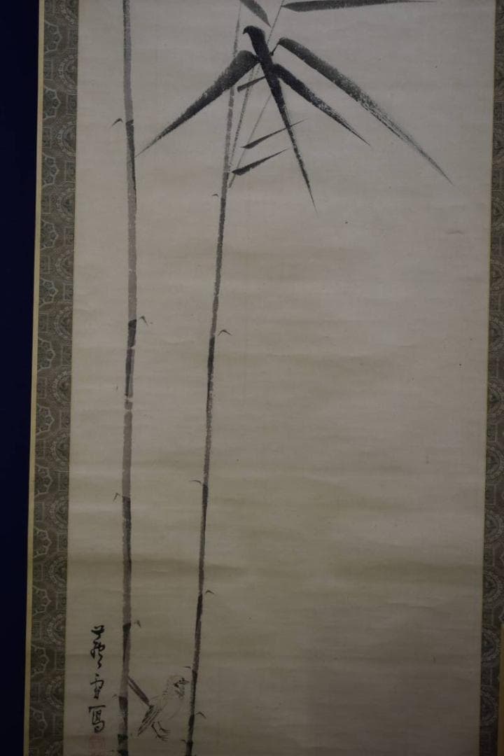 模写/長沢芦雪/竹柳小禽図/双幅/布袋屋掛軸HE-205