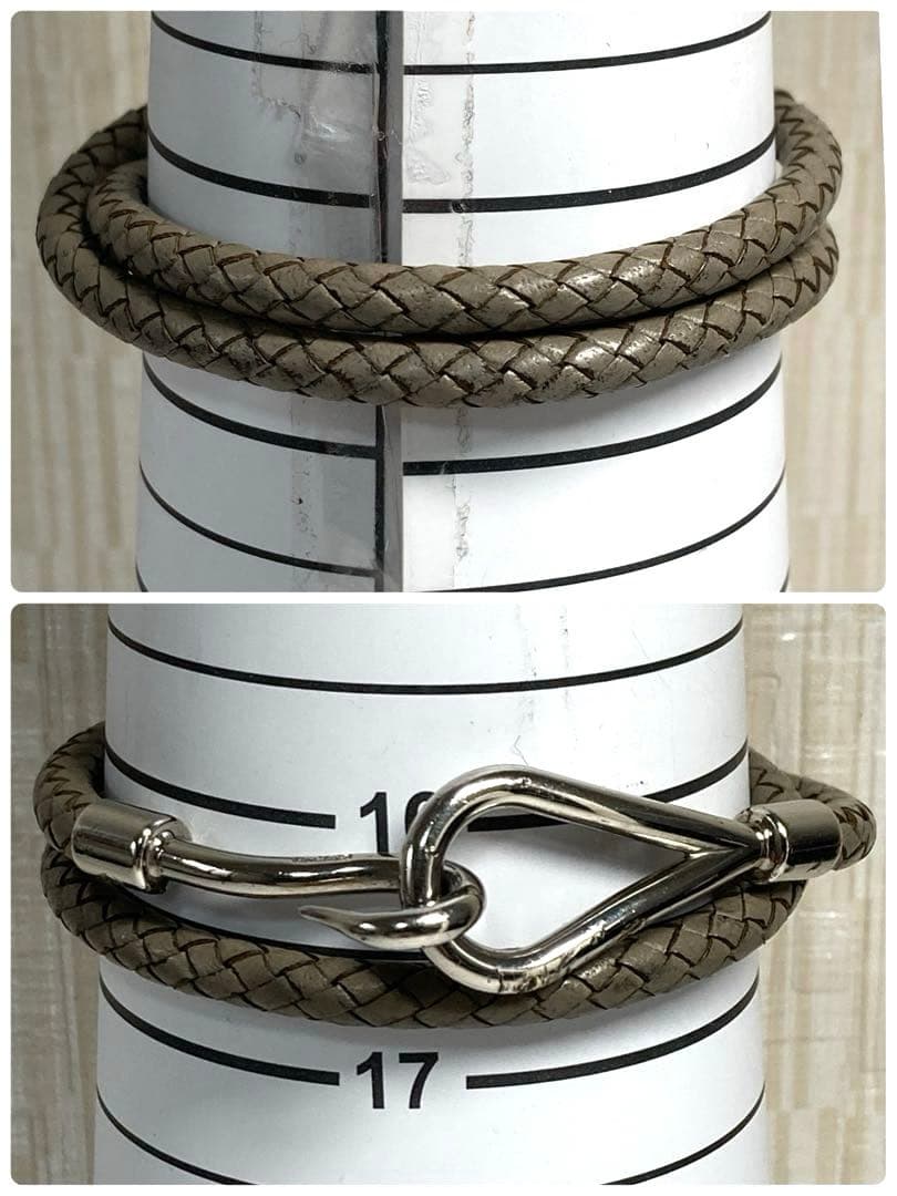 エルメス　ジャンボ　レザー　編み込み　シルバー　チョーカー　ブレスレット　箱付き