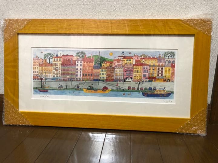 額装 雄勝石絵 15cm角 石絵作家 故齊藤玄昌實