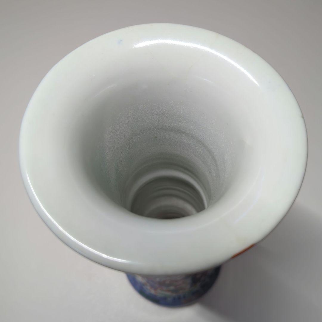 中国古美術 古玩 華道具 大明萬暦年製花器 花瓶 飾り壷 五彩色