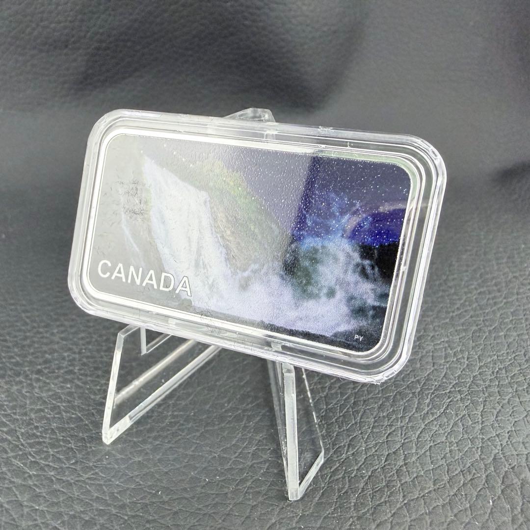 銀貨 二重絵柄埋込 カナダ 滝と幻想的な女性 カラー プルーフ 1オンス