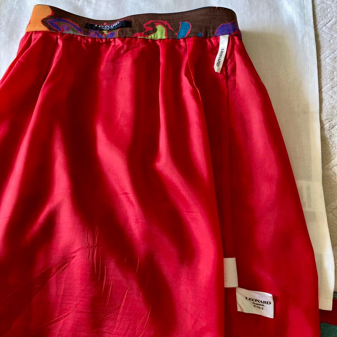 レオナール　膝丈スカート　ウール　シルクウール