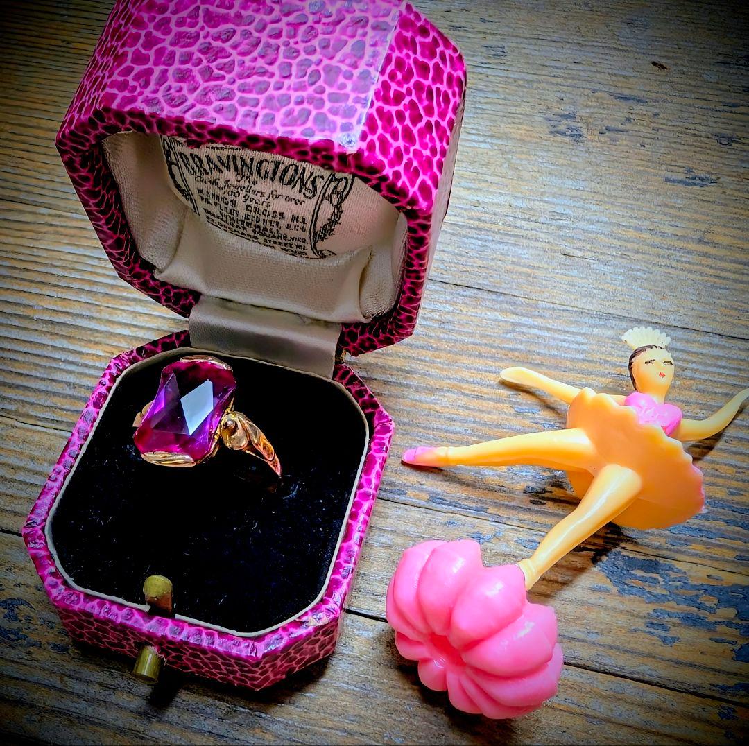 け*い様 レアカット✨️K18 昭和ヴィンテージ 合成サファイアリング 10号