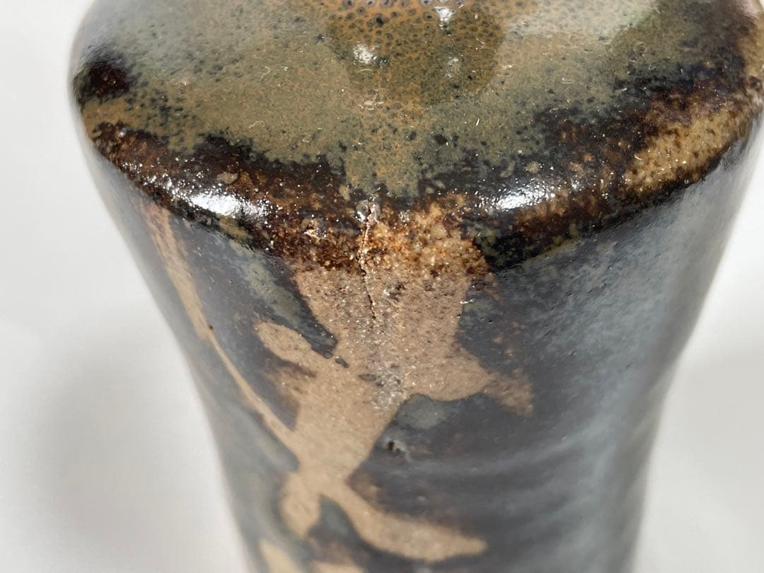 人間国宝　濱田庄司　浜田庄司　柿釉　鉄釉　酒器　徳利　盃　一対　共箱　トウキビ文