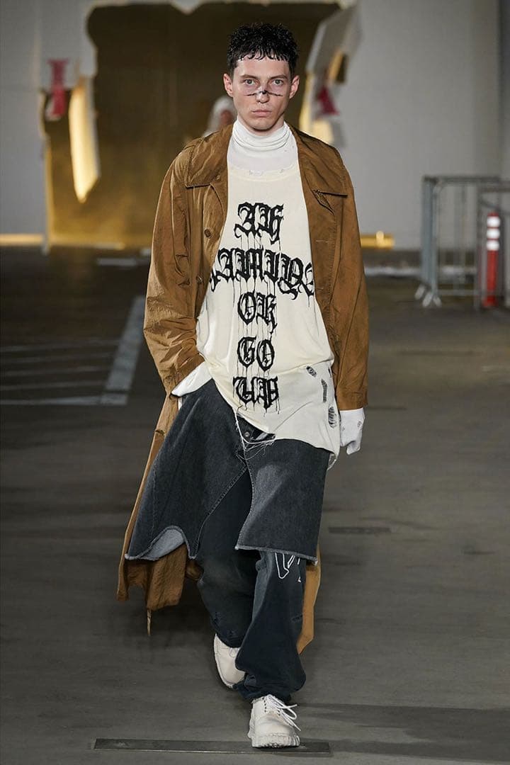 KAMIYA カミヤ 24SS PRINTED KNIT TEE ダメージ加工
