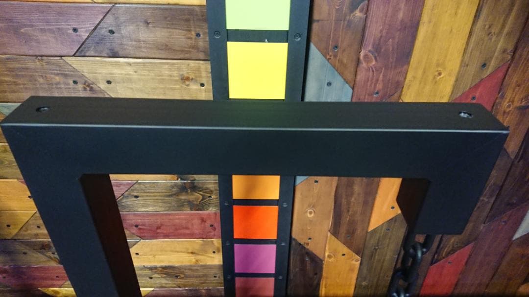 マットブラックでアイアンな極太＆チェーン鉄脚♪50×400×650mm □型2脚