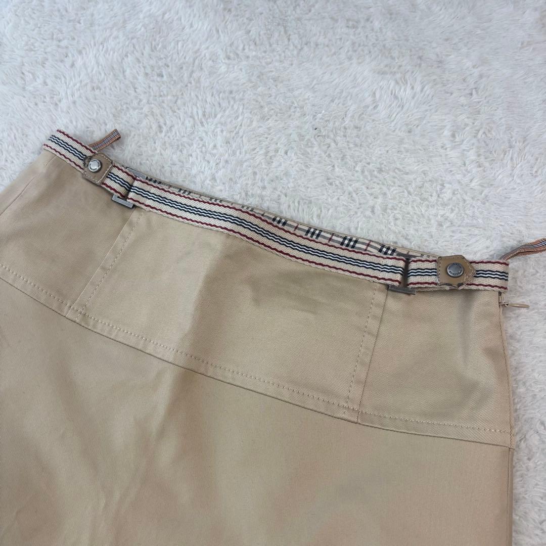 未使用 タグ付 バーバリーブルーレーベル ベージュ ひざ丈スカート ノバチェック