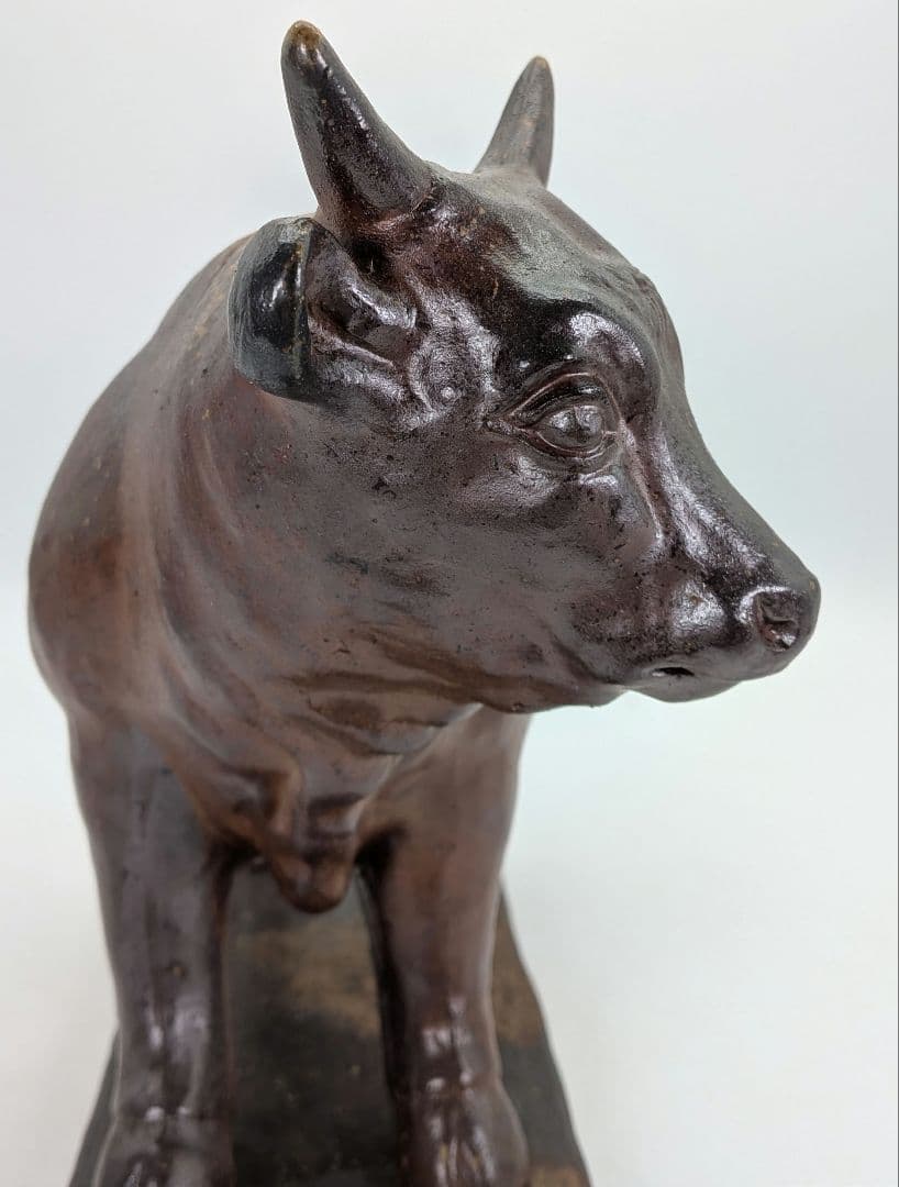 武用君彦 備前焼 干支置物「丁丑」 共箱共布栞 丑年 牛 ウシ