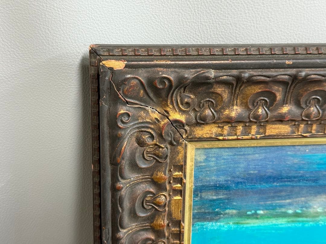 真作 金澤満寿雄 マントンの眺望 20号 大作 油彩画 元二科会会友 二科賞受賞