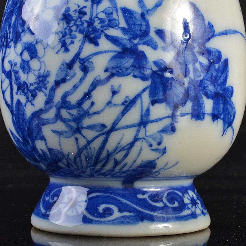 瀬戸焼 古瀬戸 染付 花蝶文 双耳瓶 H R7183 - メルカリ