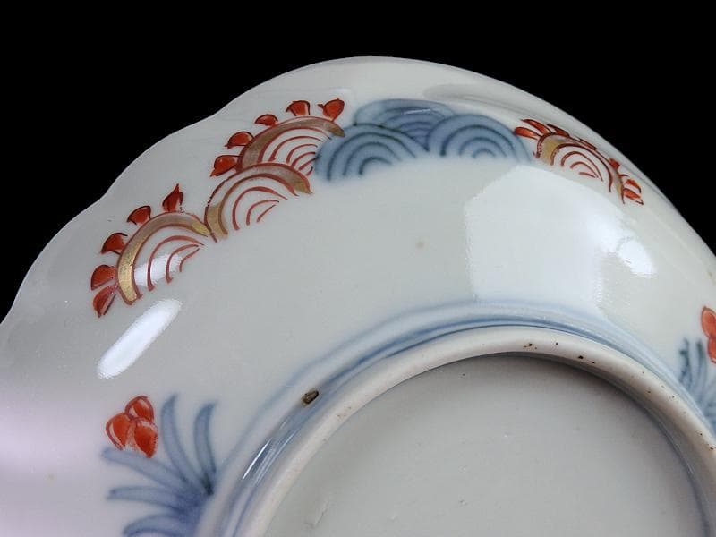 古伊万里　金襴手　鳳凰の図　鮑型変形皿　５客　E941AS-CRr