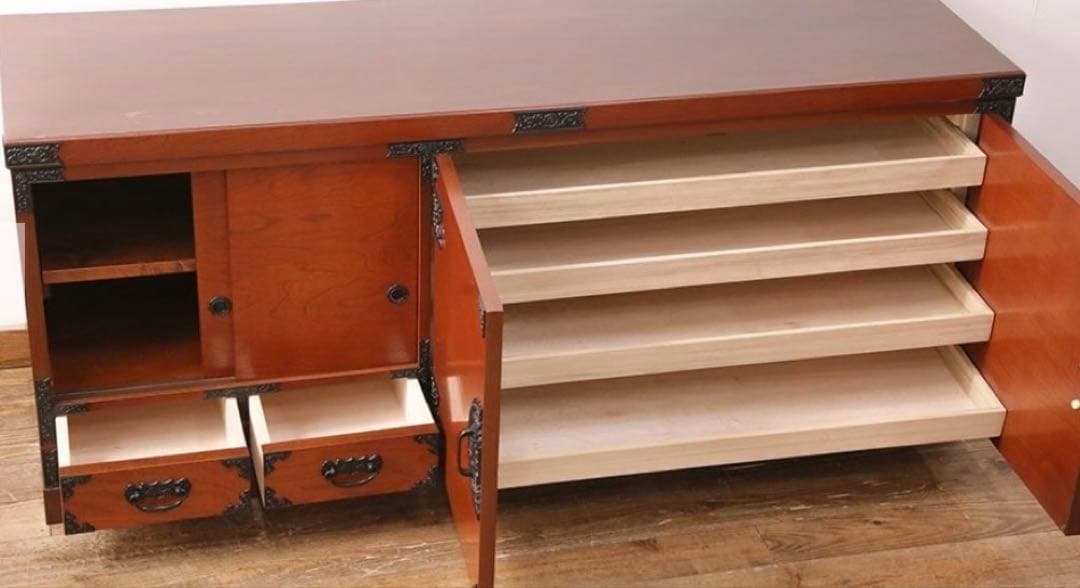 最上地方の衣装箪笥 丸金具 時代箪笥/古民家/チェスト/収納/無垢材/古