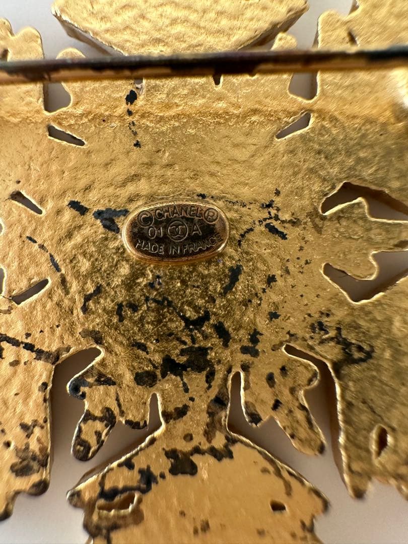 シャネルCHANEL雪の結晶ブローチ☆訳ありスノーフレークヴィンテージ