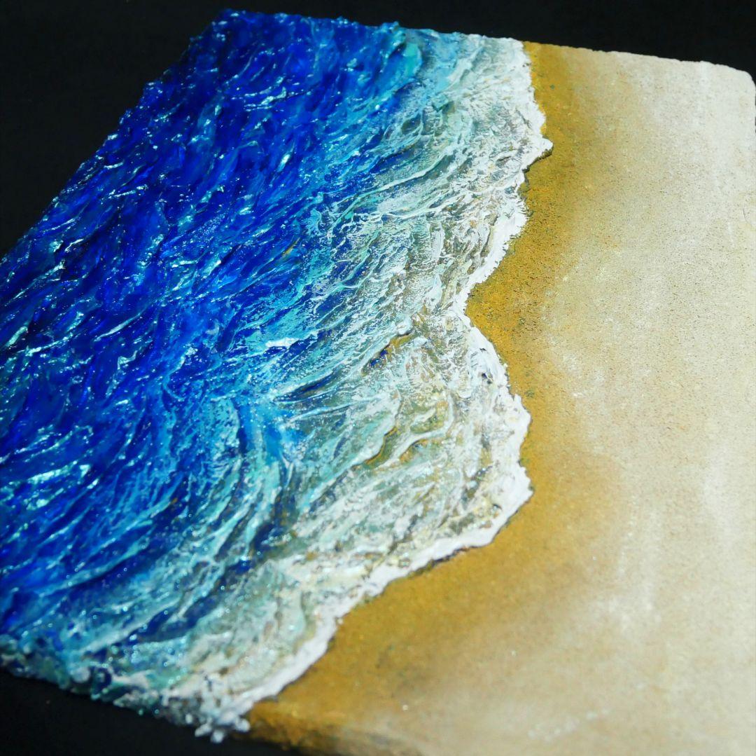油絵 油彩 油彩画 絵 絵画 【波と砂浜】