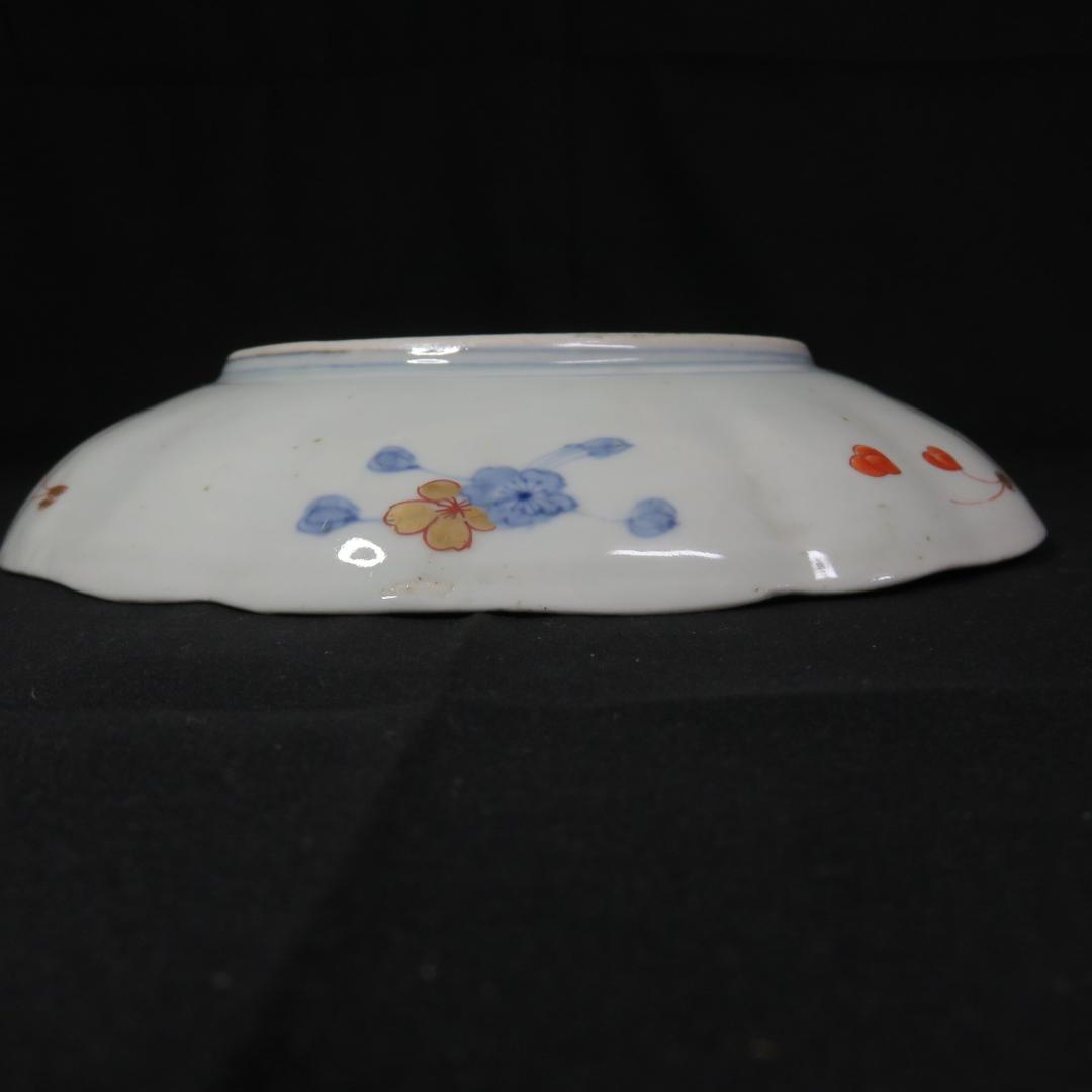 中皿 金彩 色絵付 江戸 古伊万里 鳳凰 鳥 花唐草 窯傷 2枚 B