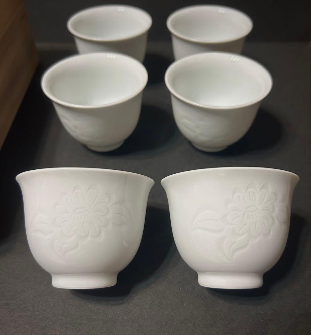 奥川俊右衛門 白磁 汲出茶碗 6客揃 小田志庵 煎茶器 湯呑