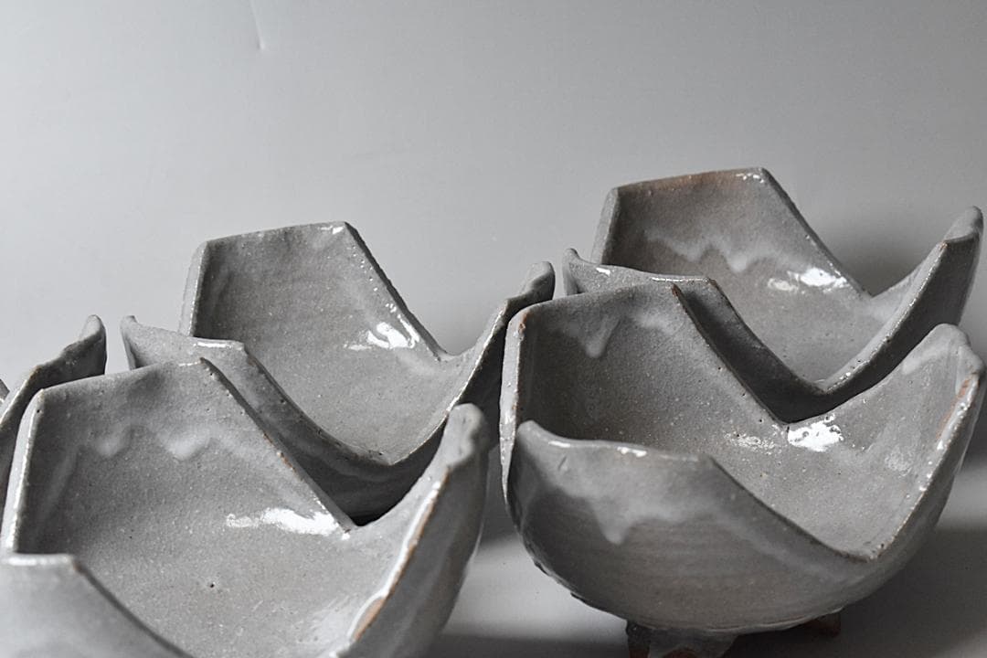 中里重利 唐津 割山椒 向付 5客 共箱 唐津焼 三玄窯