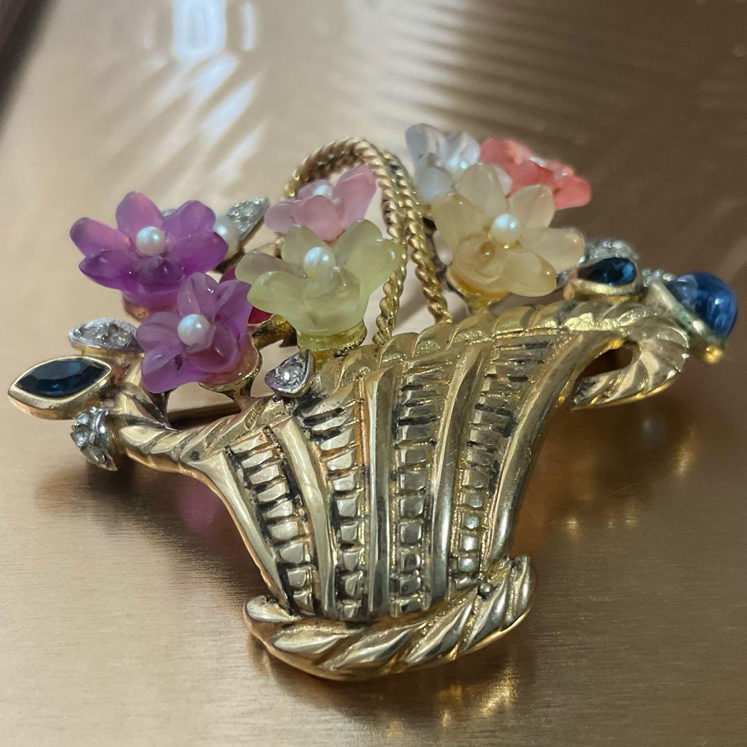 アンティークブローチシルバーイタリアンジュエリーベネチアングラス