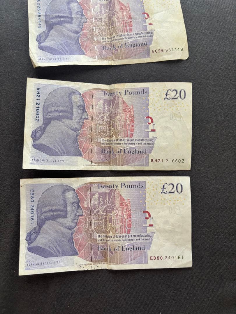 イギリス旧紙幣 £20 イギリスポンド紙幣 3枚セット 美術品