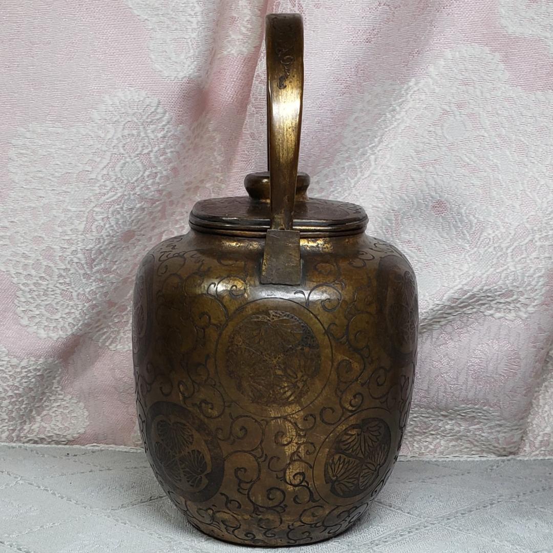 大名品】◇『徳川家伝来 三つ葉葵紋 鉄瓶』 ◇検）徳川家康 亀文堂